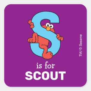 Elmo Alphabet S Blue Square Sticker
