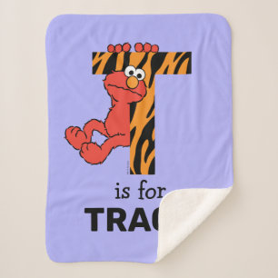 Elmo Alphabet   T Tiger Sherpa Blanket