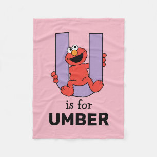 Elmo Alphabet   U Purple Fleece Blanket