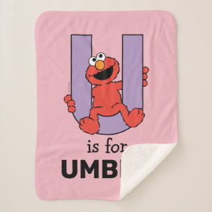 Elmo Alphabet   U Purple Sherpa Blanket