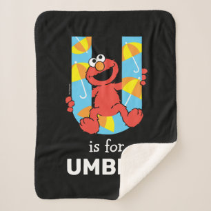 Elmo Alphabet   U Umbrella Sherpa Blanket