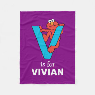 Elmo Alphabet   V Blue Fleece Blanket