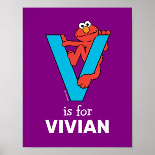 Elmo Alphabet V Blue Poster