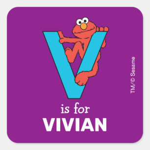 Elmo Alphabet V Blue Square Sticker