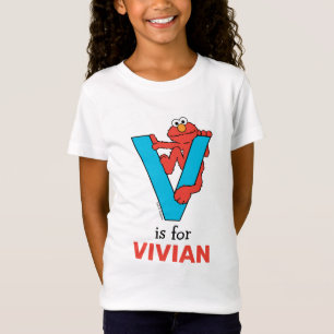 Elmo Alphabet   V Blue T-Shirt