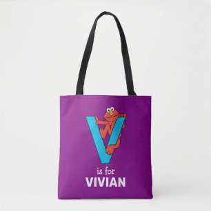 Elmo Alphabet   V Blue Tote Bag
