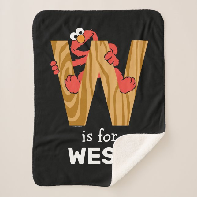 Elmo Alphabet | W Wood Sherpa Blanket (Front)