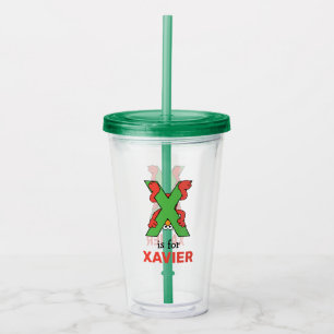 Elmo Alphabet   X Green Acrylic Tumbler