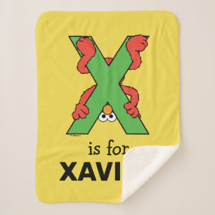 Elmo Alphabet   X Green Sherpa Blanket