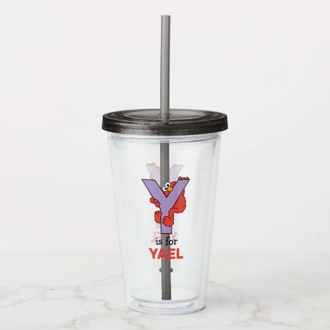 Elmo Alphabet | Y Purple Acrylic Tumbler (Front)
