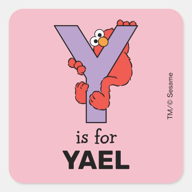 Elmo Alphabet | Y Purple Square Sticker (Front)
