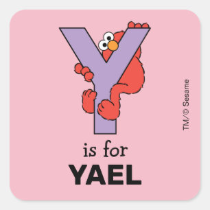 Elmo Alphabet Y Purple Square Sticker