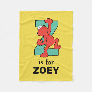 Elmo Alphabet   Z Teal Fleece Blanket
