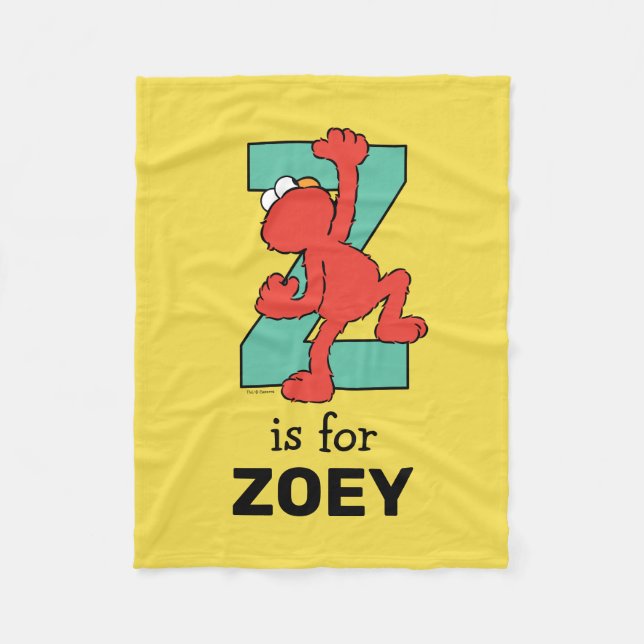 Elmo Alphabet | Z Teal Fleece Blanket (Front)