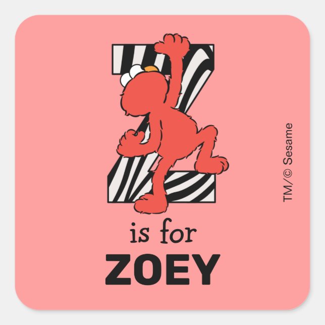 Elmo Alphabet | Z Zebra Square Sticker (Front)