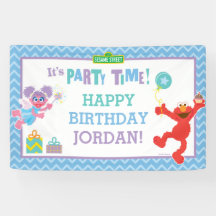 Elmo and Abby Birthday Banner