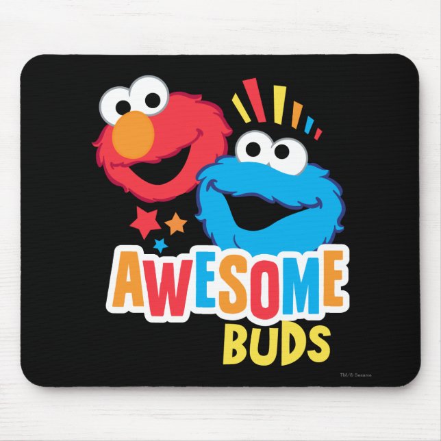 Elmo and Cookie Awesome Buds Mouse Mat (Front)