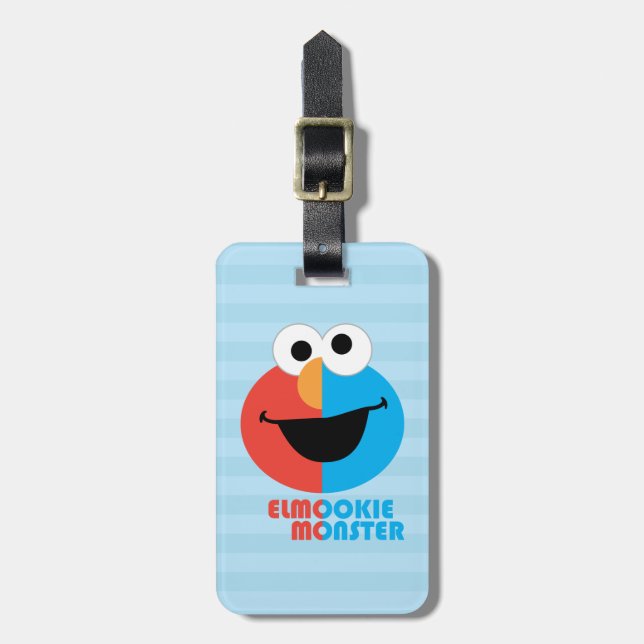 Elmo and Cookie Half Face Luggage Tag (Front Vertical)