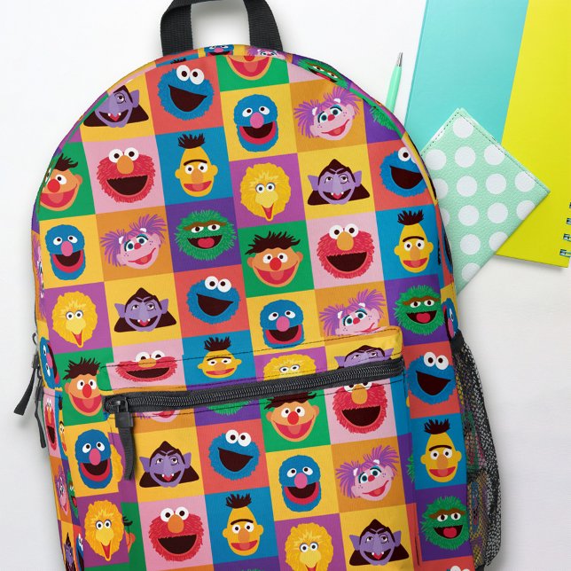 Elmo and Friends Printed Backpack (Backpack on table)