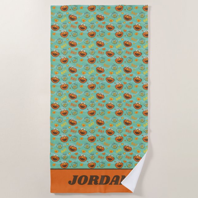 Elmo and Goldfish Pattern Beach Towel (Front)