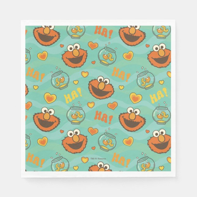 Elmo and Goldfish Pattern Napkin (Front)