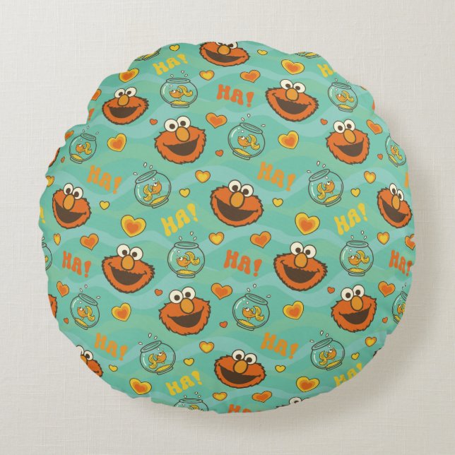 Elmo and Goldfish Pattern Round Cushion (Front)