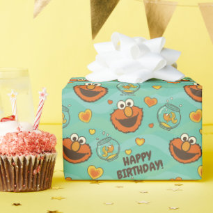 Elmo and Goldfish Pattern Wrapping Paper