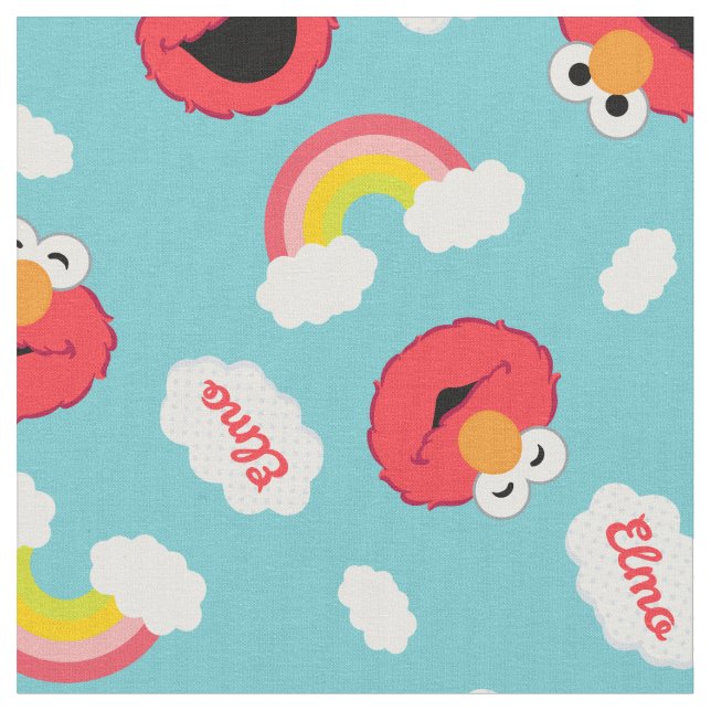 Elmo and Rainbows Pattern Fabric (Close Up)
