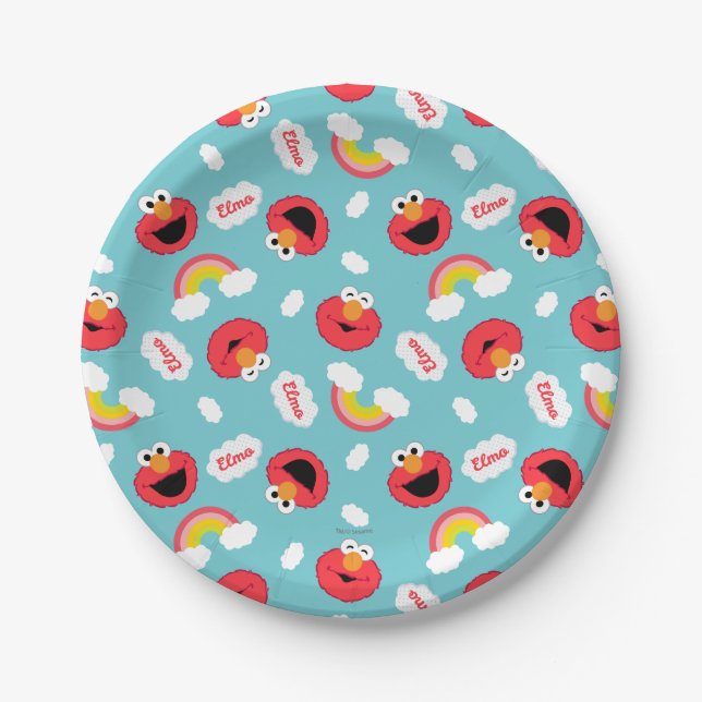 Elmo and Rainbows Pattern Paper Plate (Front)