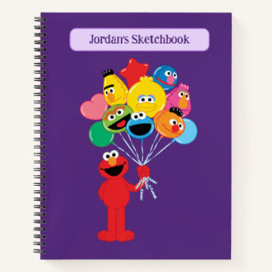 Elmo Balloons   Add Your Name Drawing Notebook