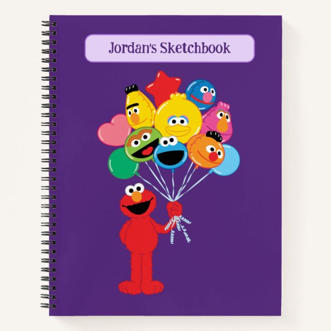 Elmo Balloons | Add Your Name Drawing Notebook (Front)