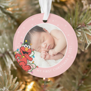 Elmo Christmas Lights   Personalised Name & Photo Ornament