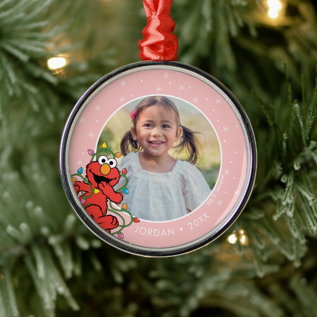Elmo Christmas Lights | Personalized Name & Photo Metal Tree Decoration (Tree)