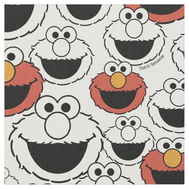 Elmo Colour Pop Face Pattern Fabric (Close Up)