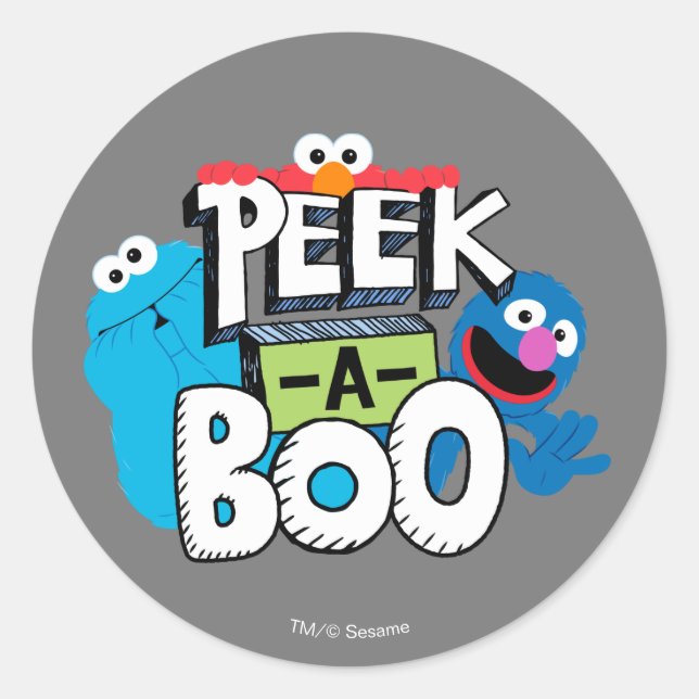 Elmo, Cookie & Grover | Peek-a-Boo Classic Round Sticker (Front)