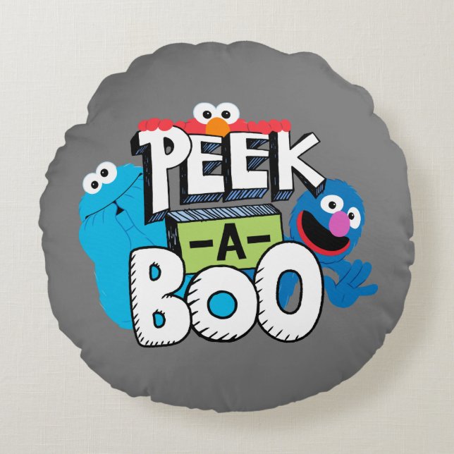 Elmo, Cookie & Grover | Peek-a-Boo Round Cushion (Front)