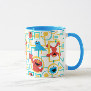 Elmo & Cookie Monster Fun Shapes Pattern Mug