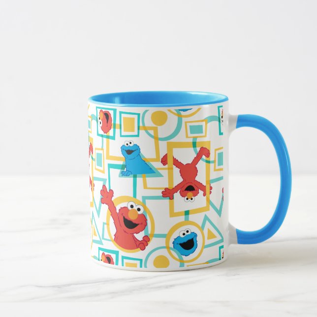 Elmo & Cookie Monster Fun Shapes Pattern Mug (Right)