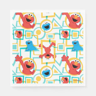 Elmo & Cookie Monster Fun Shapes Pattern Napkin