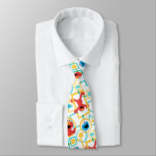 Elmo & Cookie Monster Fun Shapes Pattern Tie