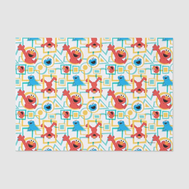Elmo & Cookie Monster Fun Shapes Pattern Tissue Paper (Front)