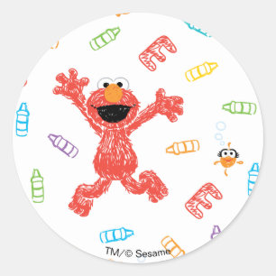 Elmo Crayon Pattern Classic Round Sticker