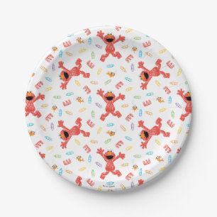 Elmo Crayon Pattern Paper Plate