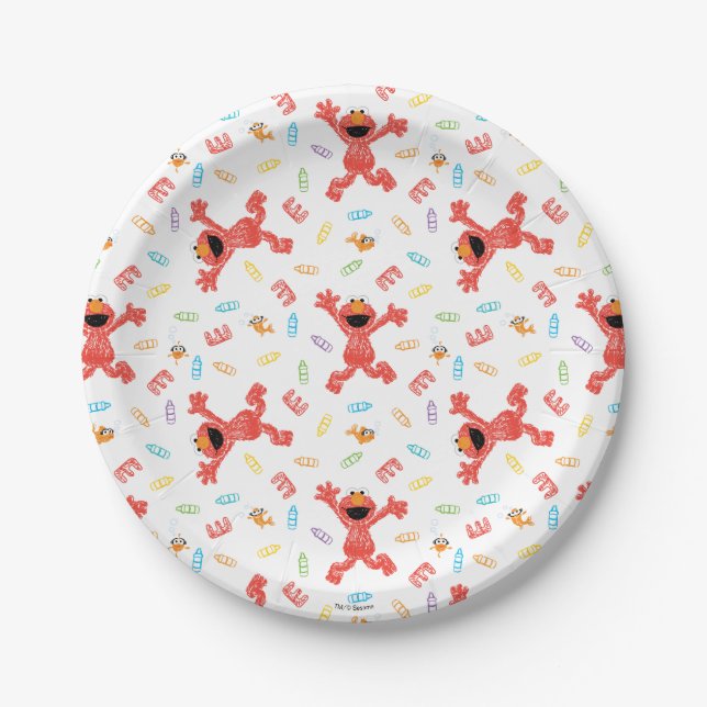 Elmo Crayon Pattern Paper Plate (Front)
