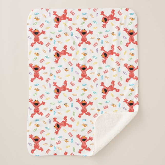 Elmo Crayon Pattern Sherpa Blanket (Front)