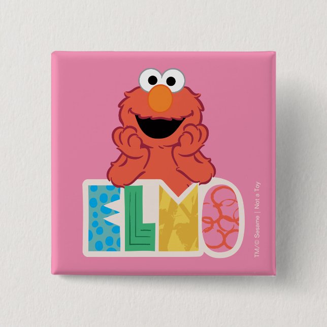 Elmo Cute & Fun 15 Cm Square Badge (Front)