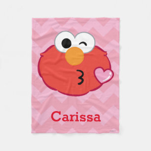 Elmo Face Throwing a Kiss Add Your Name Fleece Blanket