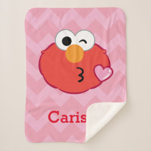 Elmo Face Throwing a Kiss Add Your Name Sherpa Blanket