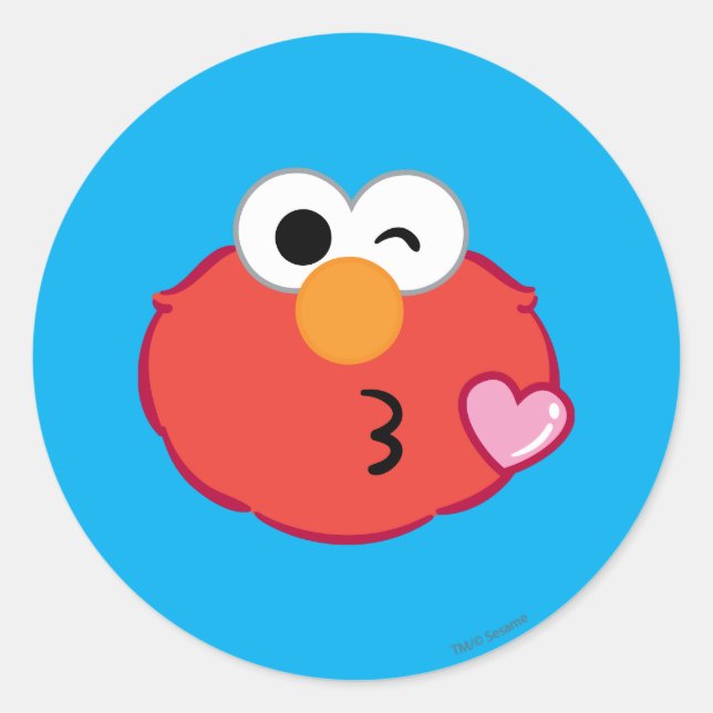 Elmo Face Throwing a Kiss Classic Round Sticker (Front)