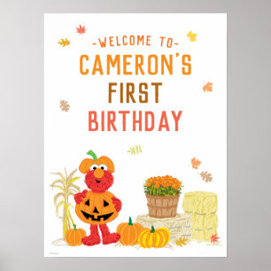 Elmo Fall Pumpkin First Birthday Welcome Sign